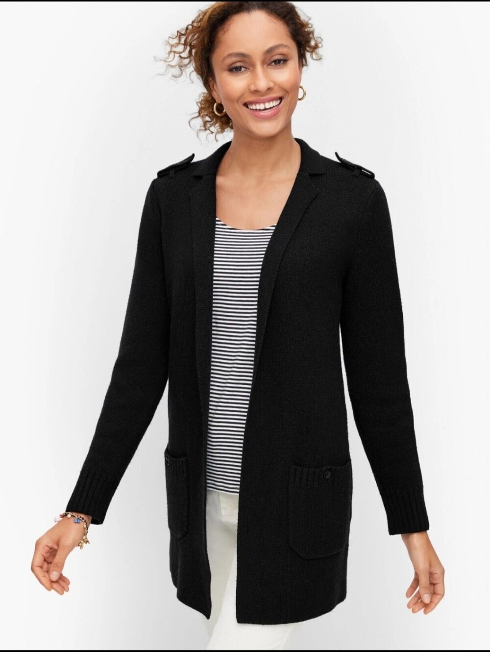 Talbots Notch Collar Cardigan Black Women's XL NWT 2024 Release